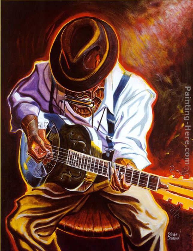Strummin' Blues painting - Steven Johnson Strummin' Blues art painting